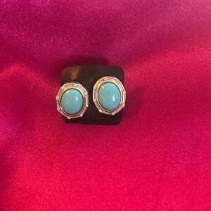 Silver and Arizona Turquoise Pierced Ear Earrings.